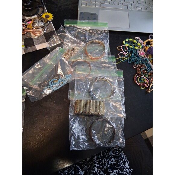 Lot of Bracelet & Necklace Beads Metals Over 2 pounds Crafts All Good - Picture 3 of 4